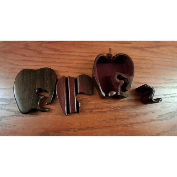 Richard Rothbard Wood Box Apple Worm Secret Compartment Trinket  Jewelry Signed - Picture 6 of 11